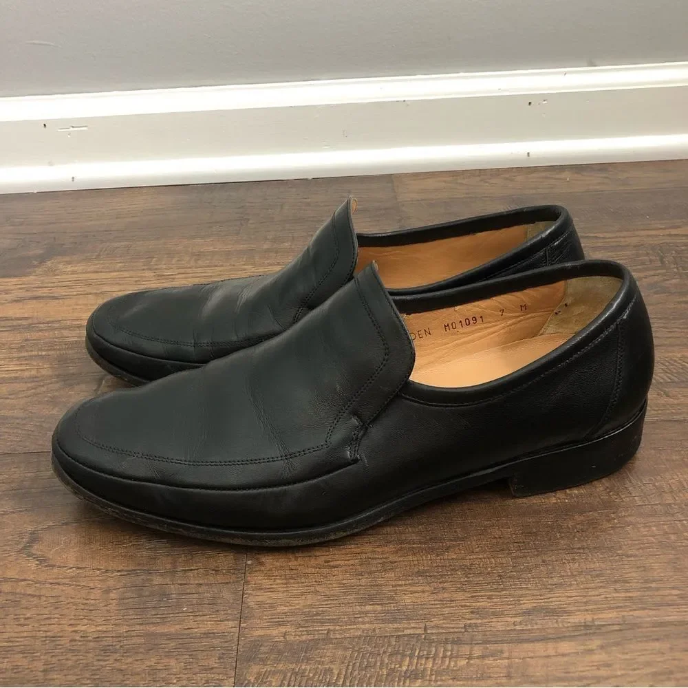 Bruno Magli Malden Size 7M Loafer Handmade Black‎ Dress Shoe Italian
